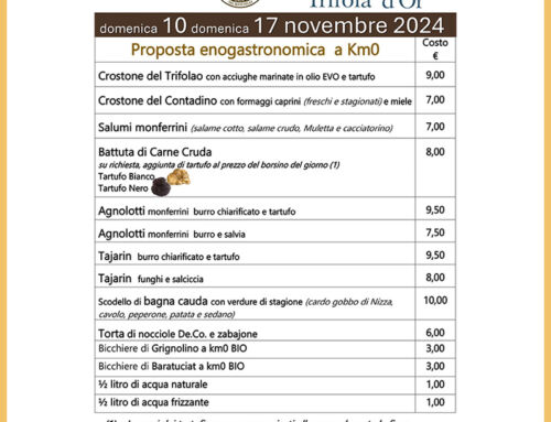 Il Menù della Fiera a cura della Pro Loco di Villamiroglio, Domenica 10 e 17 Novembre,